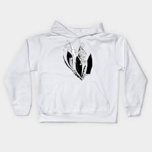 lily of the valley silver bells black and white illustration hand drawn sketch Kids Hoodie